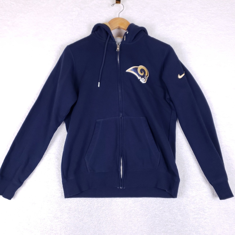 Nike Rams Full Zip Hoodie Mens XL NFL Team Apparel Navy Blue Fleece Swoosh - Picture 1 of 8